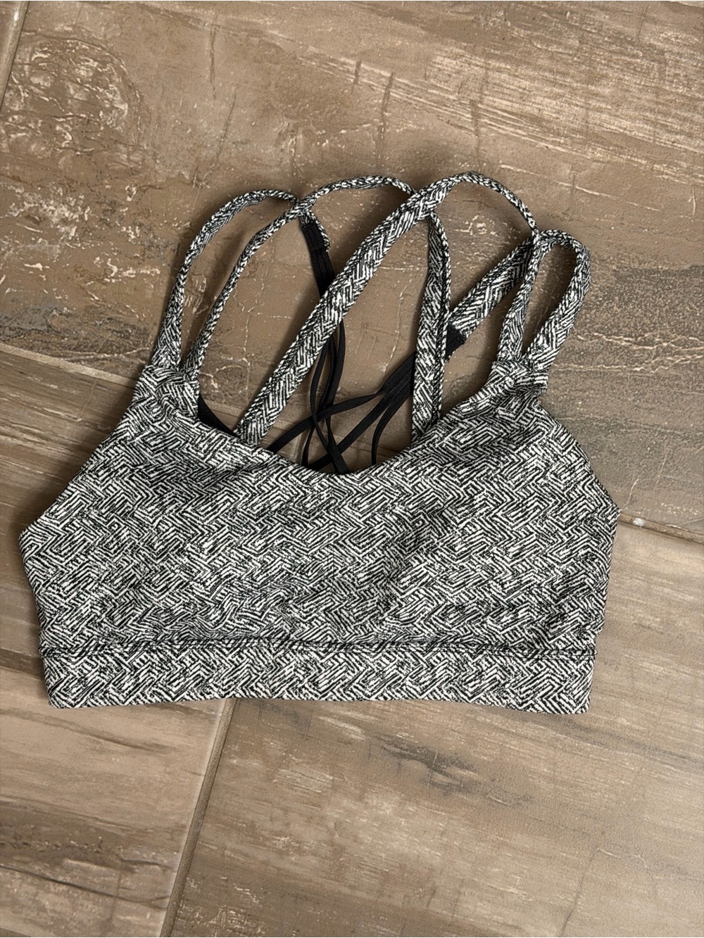 Strappy Black & White Patterned Sports Bra Champion XS